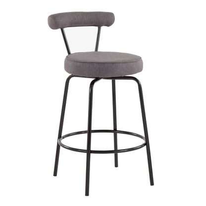Contemporary counter stools set of 2 with dark gray fabric upholstery and black metal legs on Tampa Home & Garden Store