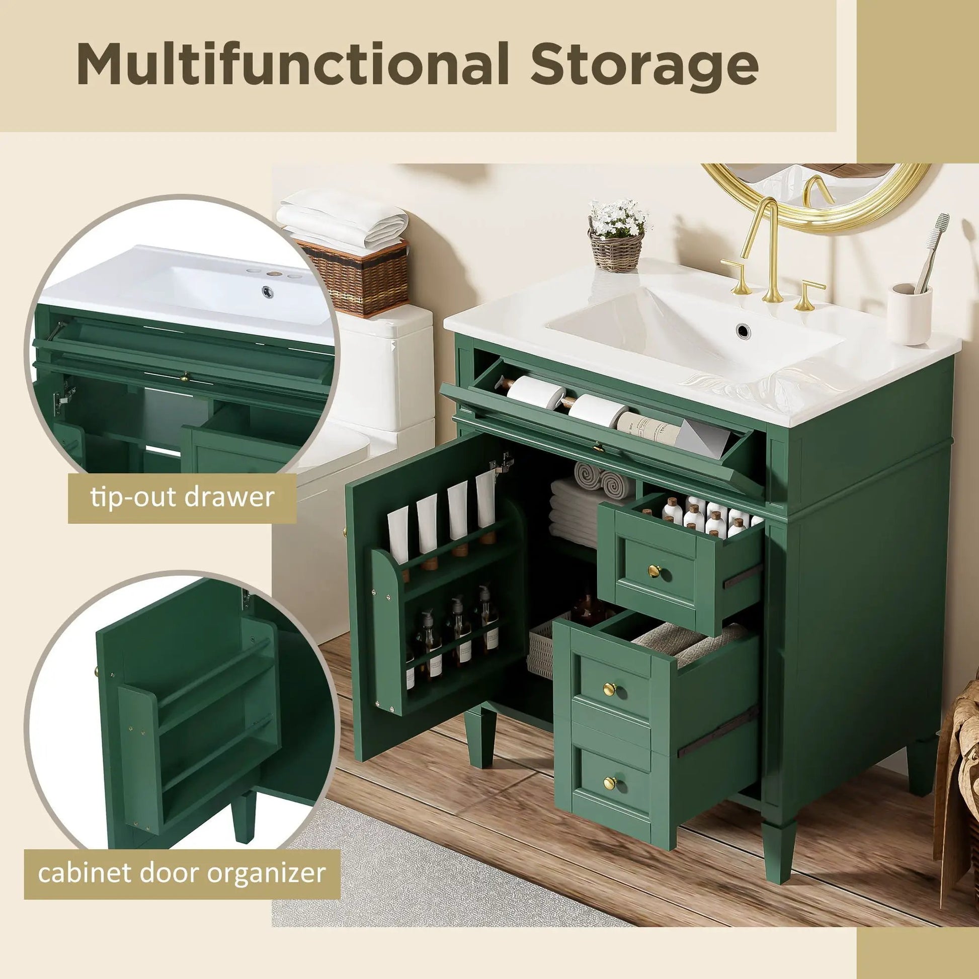 Bathroom vanity with sink in cabinet, 2 drawers and tip-out drawer Unique Piece Furniture on Tampa Home & Garden Store
