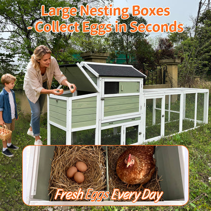 Large Wooden Hen House With Nesting Box And Run