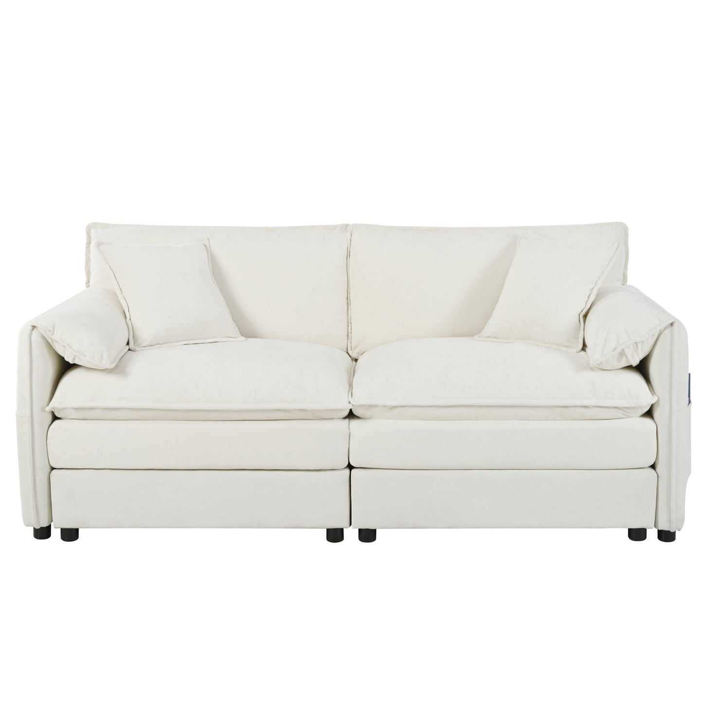 Modular sectional cloud couch with ottoman in cream fabric by HouseOfZazla on Tampa Home & Garden Store