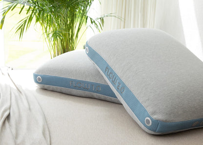BedGear Flow Performance Pillow Size 2.0 backrest pillow in light gray with blue strap FLOW 2.0 on Tampa Home & Garden Store