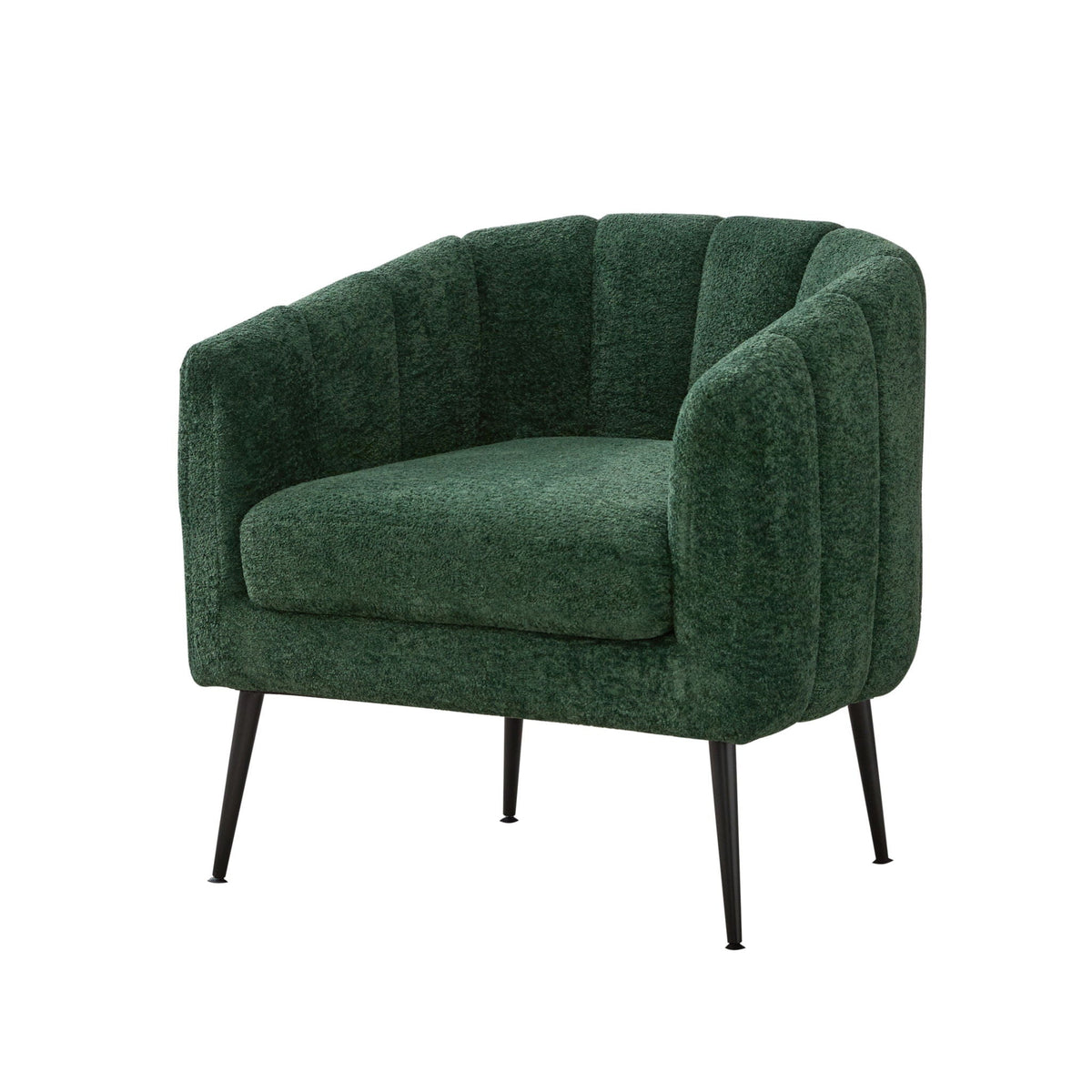 Vanity barrel accent lounge chair in dark green velvet with wraparound back by HouseOfZazla on Tampa Home & Garden Store