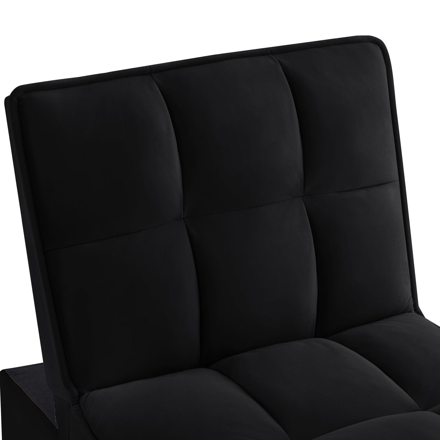 Single Velvet Sofa Bed with Storage Pockets
