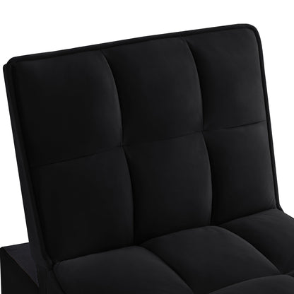 Single Velvet Sofa Bed with Storage Pockets