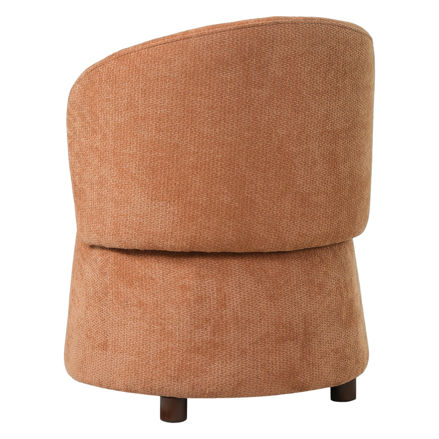 Orange upholstered chair with textured fabric and dark wood legs on Tampa Home & Garden Store