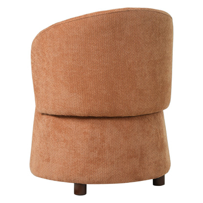 Orange upholstered chair with textured fabric and dark wood legs on Tampa Home & Garden Store