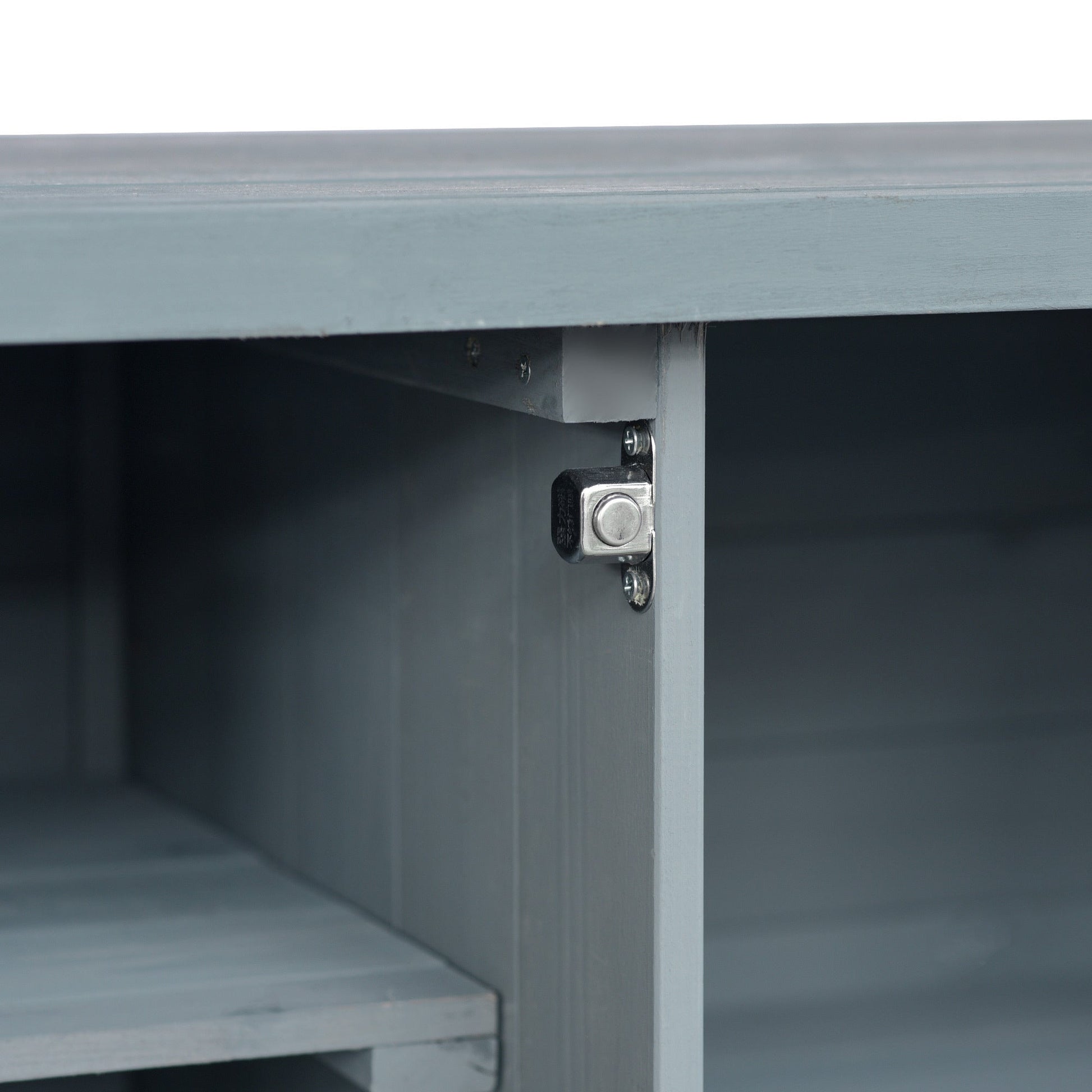 K&K Outdoor Kitchen Island rolling bar cart in gray wood with metal hardware on Tampa Home & Garden Store