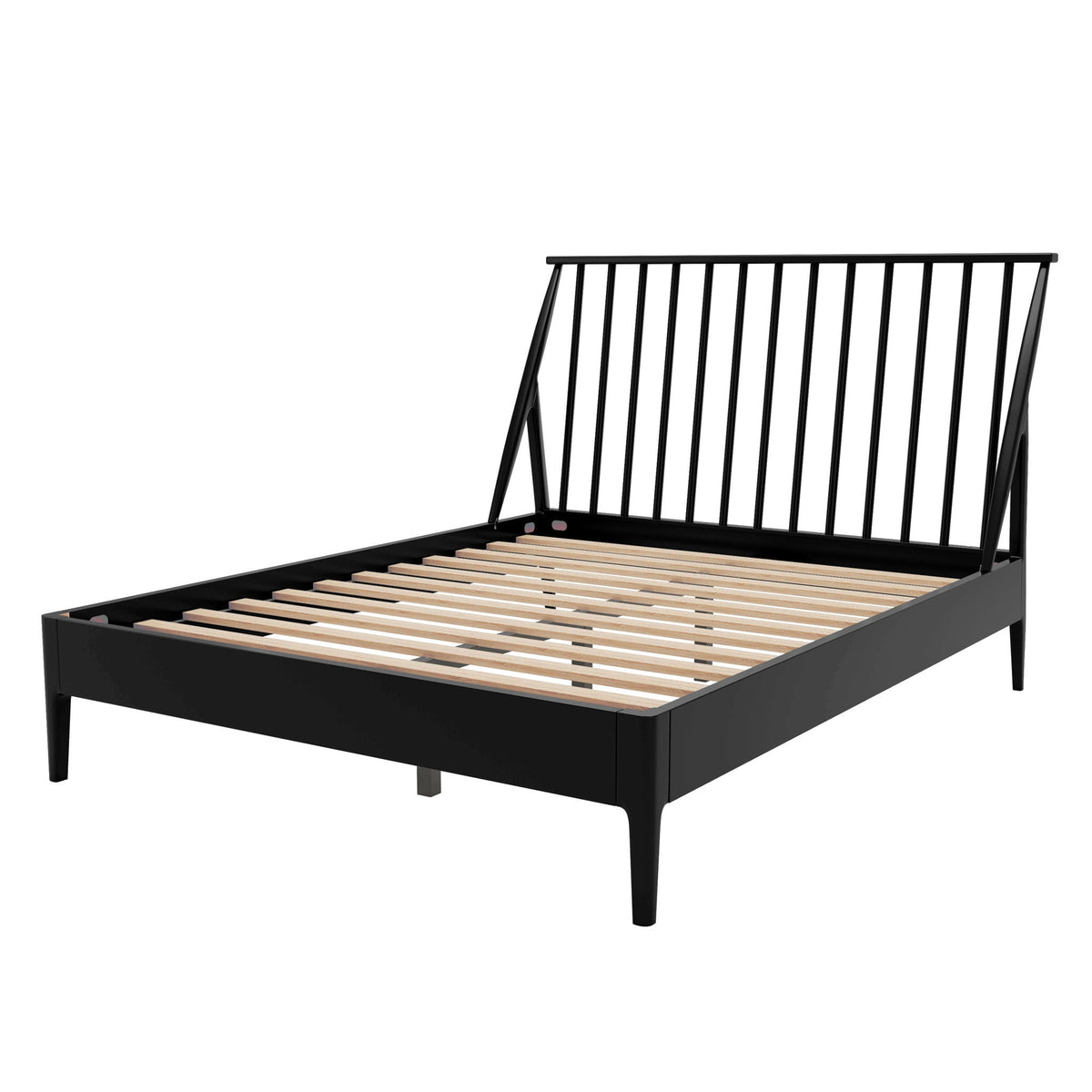 Bohemian Platform Bed with Tall Headboard in black metal with slatted base by HouseOfZazla on Tampa Home & Garden Store