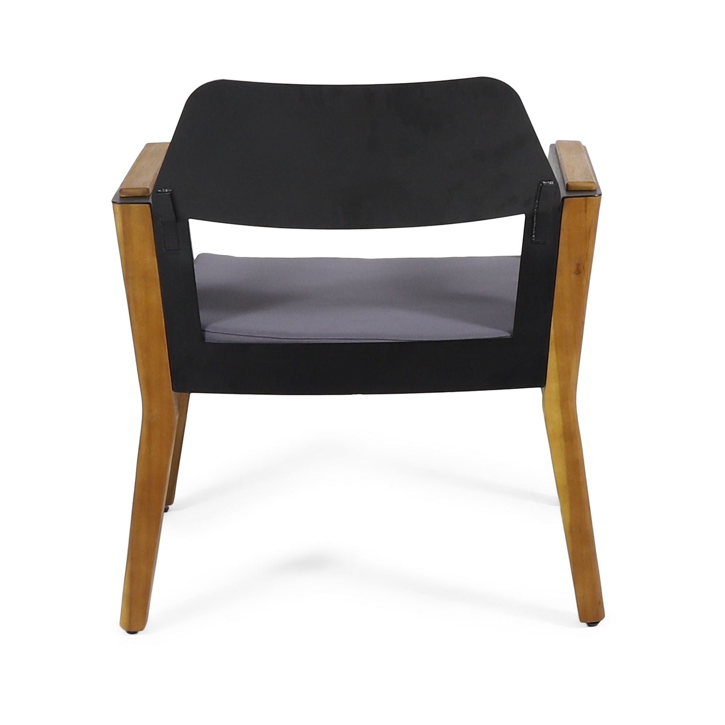 Soho Transitional Teak Outdoor Club Chair Set 2; black back, gray cushions on Tampa Home & Garden Store