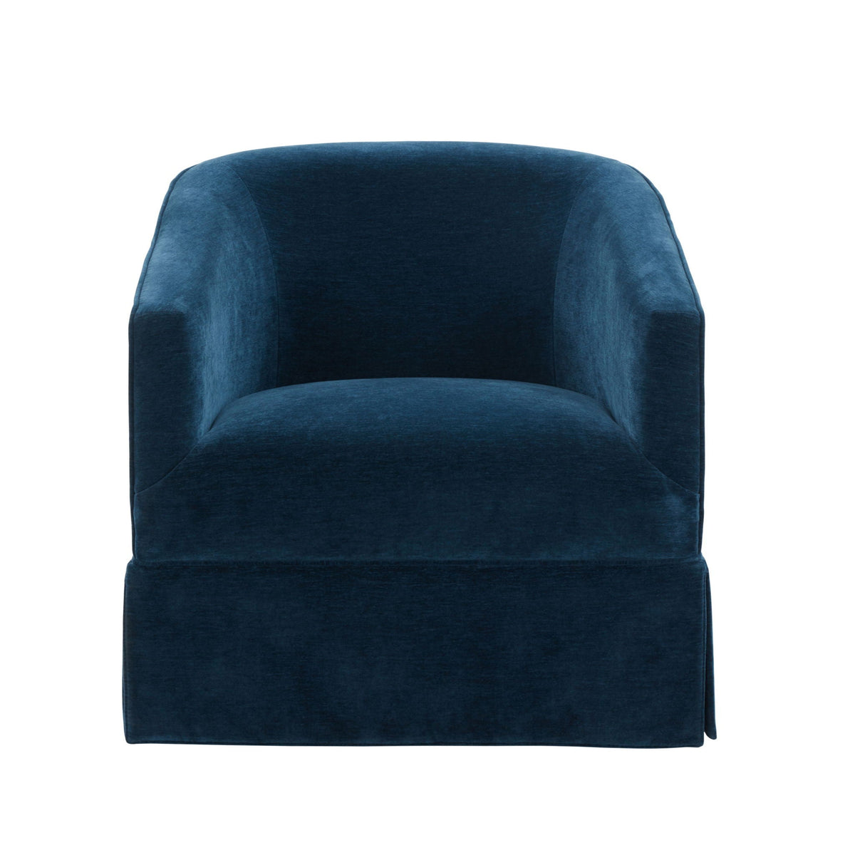 Skirted swivel chair in blue velvet with 360° rotation on Tampa Home & Garden Store