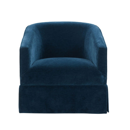 Skirted swivel chair in blue velvet with 360° rotation on Tampa Home & Garden Store