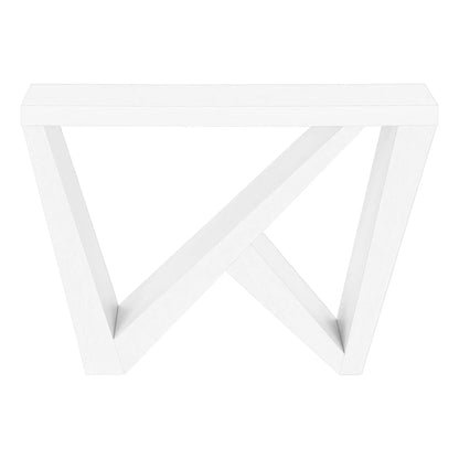 Accent console table with crisscross legs, white wood grain finish, durable construction on Tampa Home & Garden Store