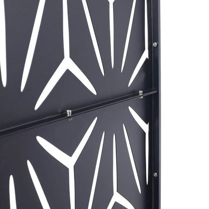 Outdoor metal privacy screen in black with geometric cutouts by Unique Piece Furniture on Tampa Home & Garden Store