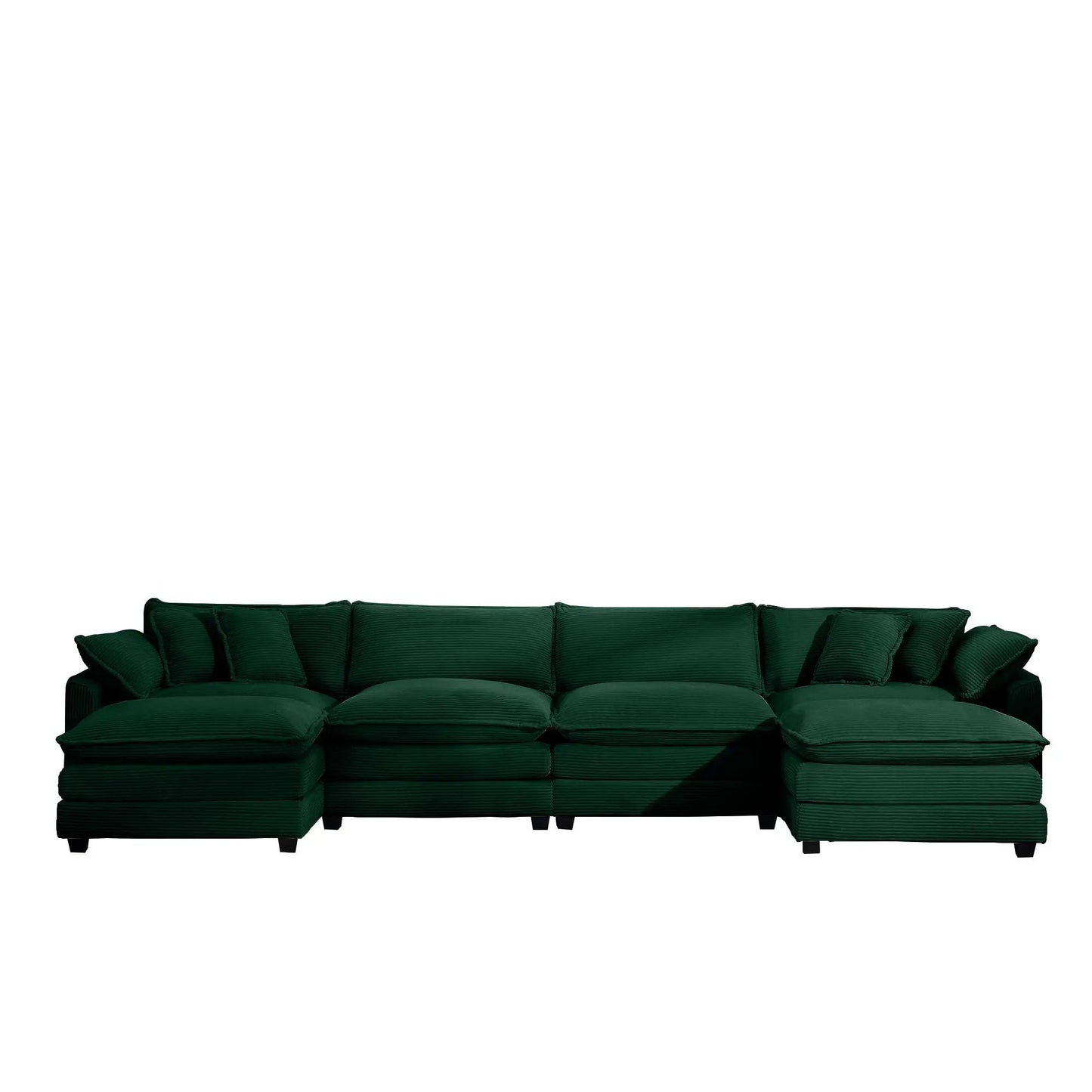 Dark green 3-piece oversized modular sofa set with ottoman, low back and deep seating on Tampa Home & Garden Store