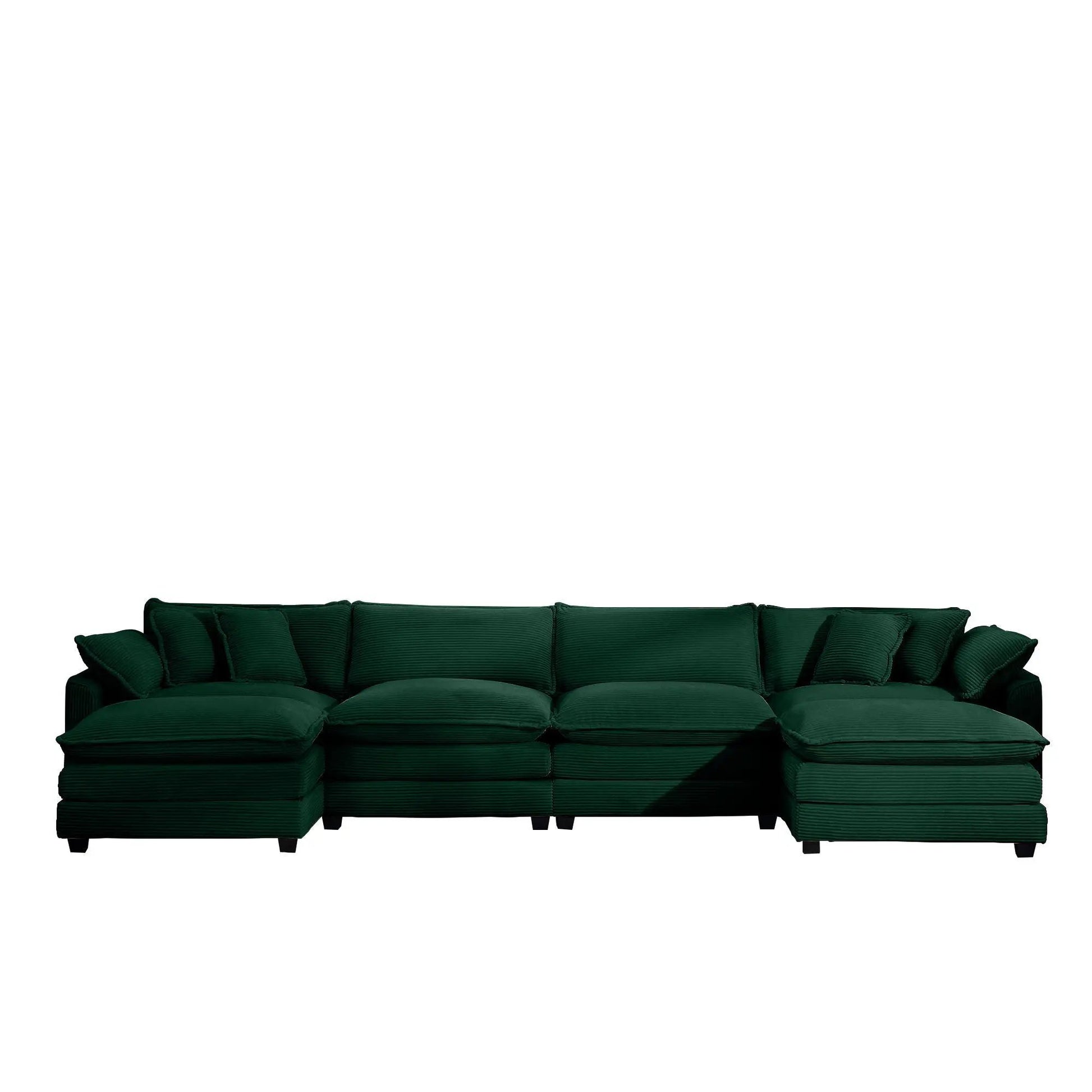 Dark green 3-piece oversized modular sofa set with ottoman, low back and deep seating on Tampa Home & Garden Store