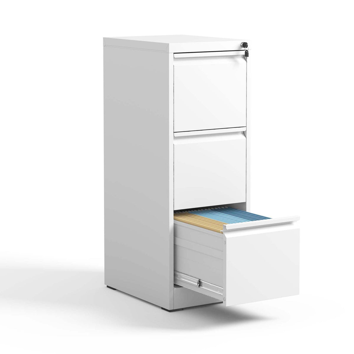 White steel vertical file cabinet with lock by HouseOfZazla, 4-drawer with hanging rails on Tampa Home & Garden Store
