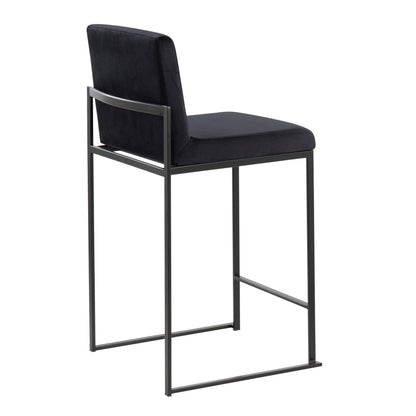 Fuji High Back Counter Stool black upholstered seat and metal frame on Tampa Home & Garden Store