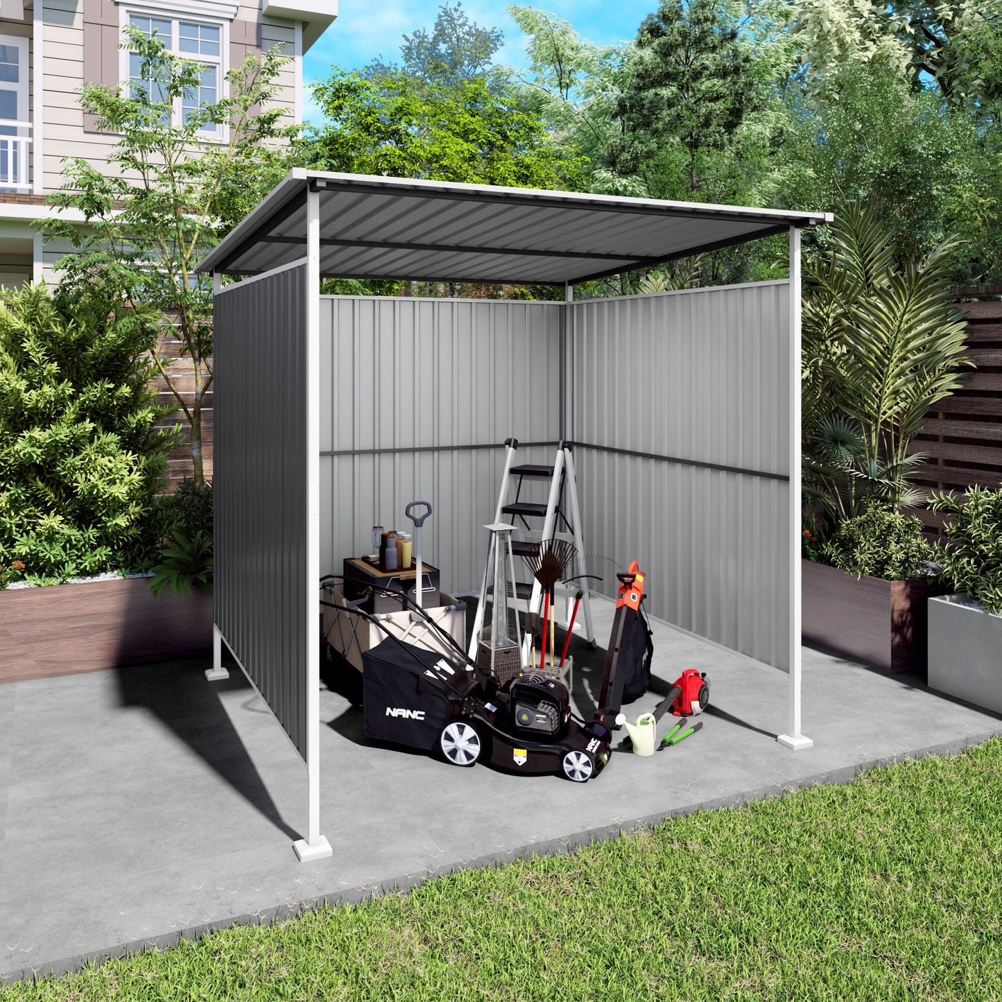 Outdoor Pergola and Bike Storage Gazebo Gray