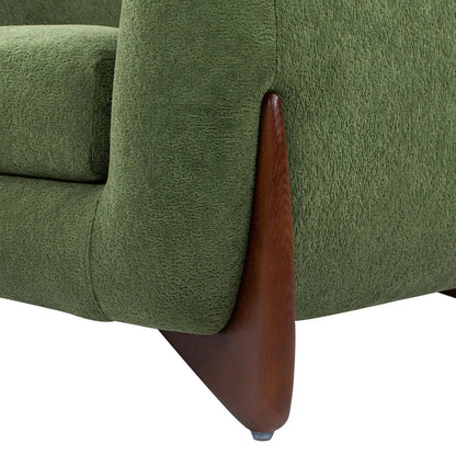Alpine Sherpa Arm Chair green textured upholstery with wooden tapered leg on Tampa Home & Garden Store