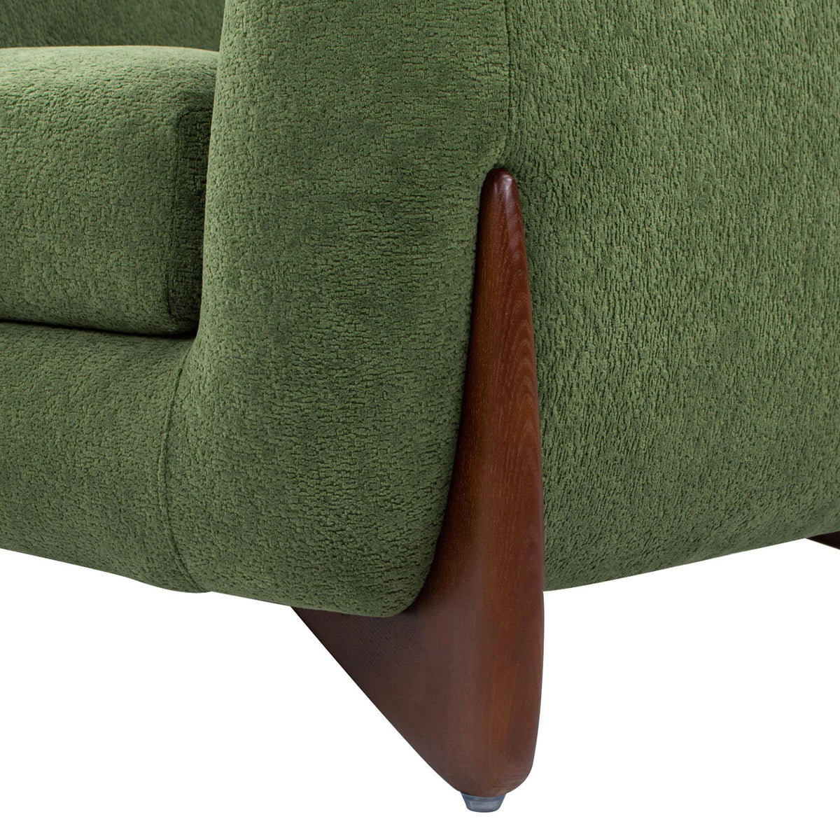 Sherpa Arm Chair with Removable Cushion in dark green fabric, tapered wooden leg on Tampa Home & Garden Store