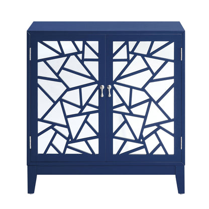 Einstein Console Cabinet Blue two-door with geometric mirrors, accent table by HouseOfZazla on Tampa Home & Garden Store