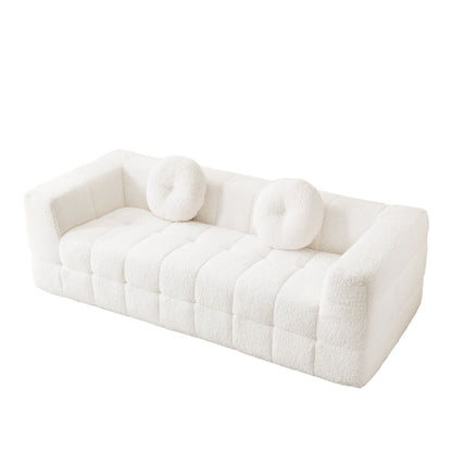 Boneless 3 Seater Sofa and Throw Pillows Beige