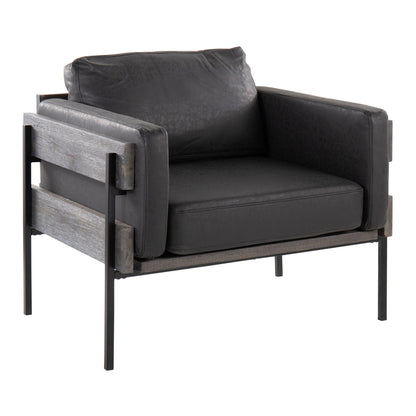 Kari farmhouse chair by HouseOfZazla with black leather cushions and metal base on Tampa Home & Garden Store