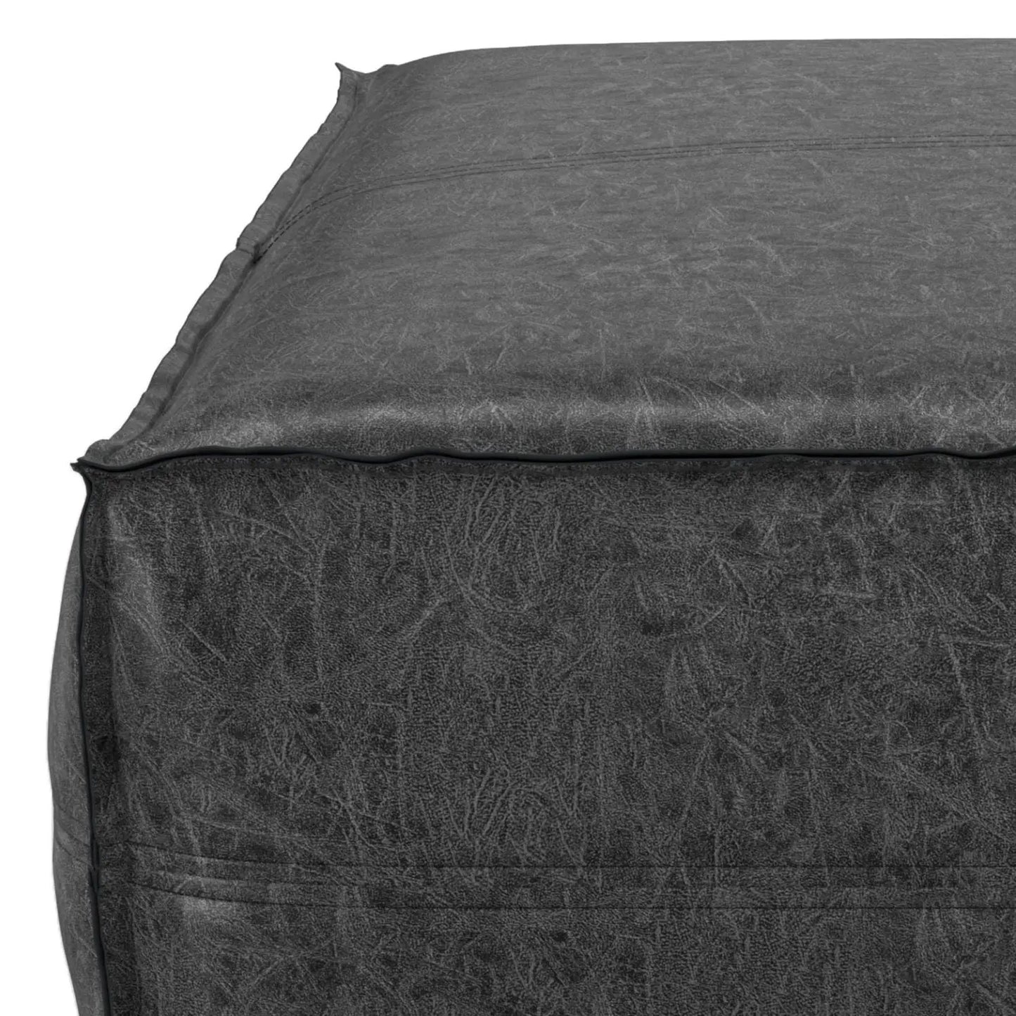 Brody Large Square Coffee Table Pouf charcoal gray aged faux leather Unique Piece Furniture on Tampa Home & Garden Store
