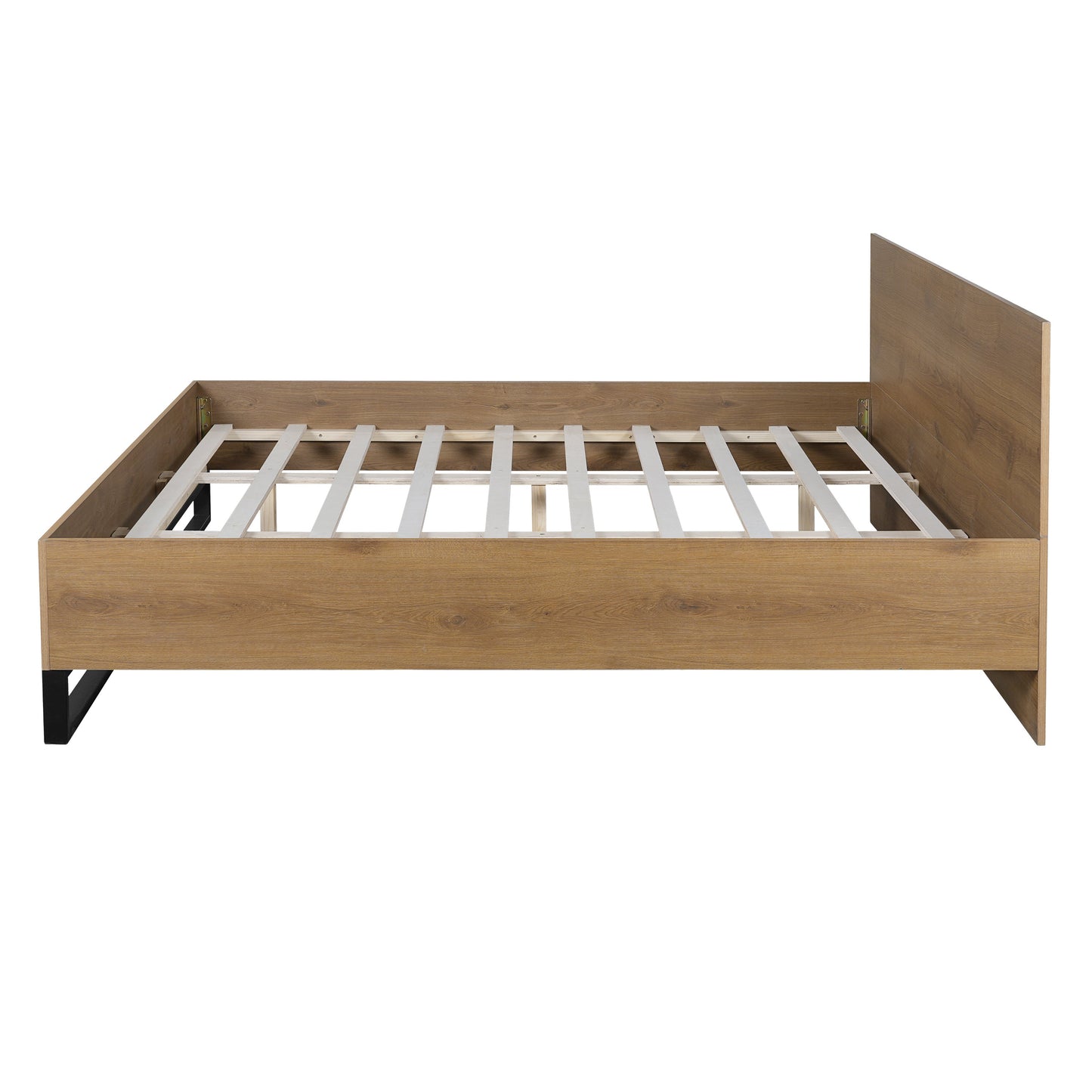 Modern Black and Engineered Wood King Bed Frame