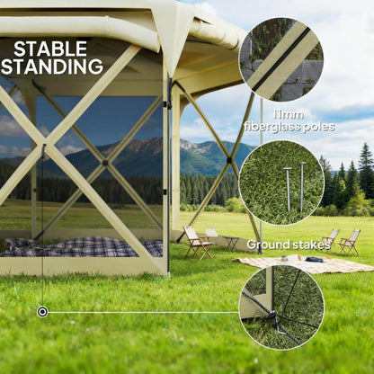 11x11 ft pop up canopy by HouseOfZazla, beige frame, 11mm fiberglass poles, removable roof cover on Tampa Home & Garden Store