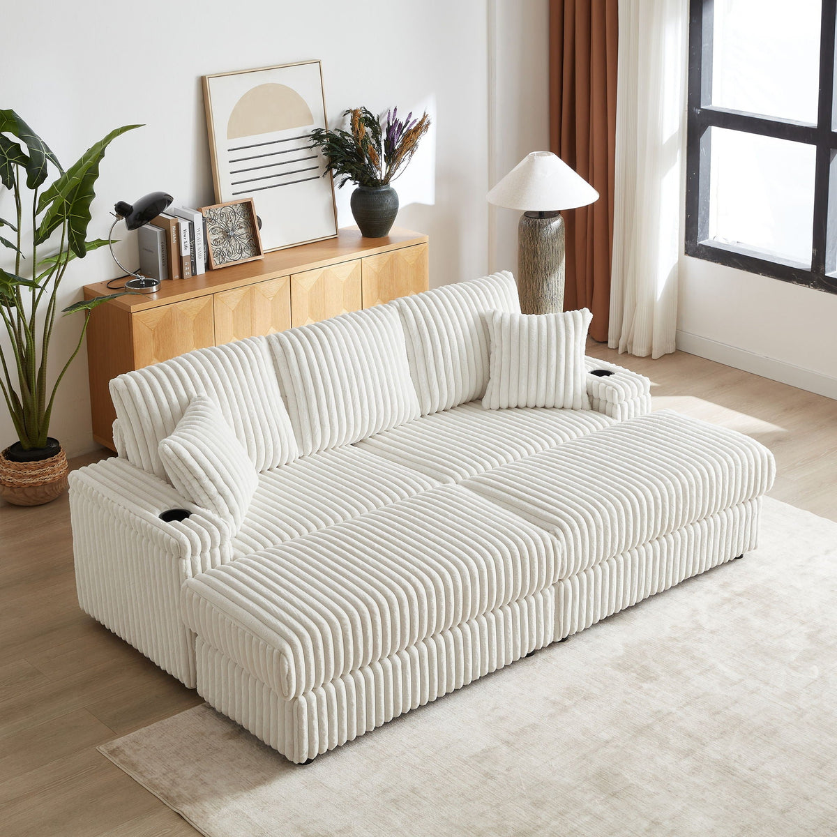 3 Seater Sofa With 2 Ottomans and Storage