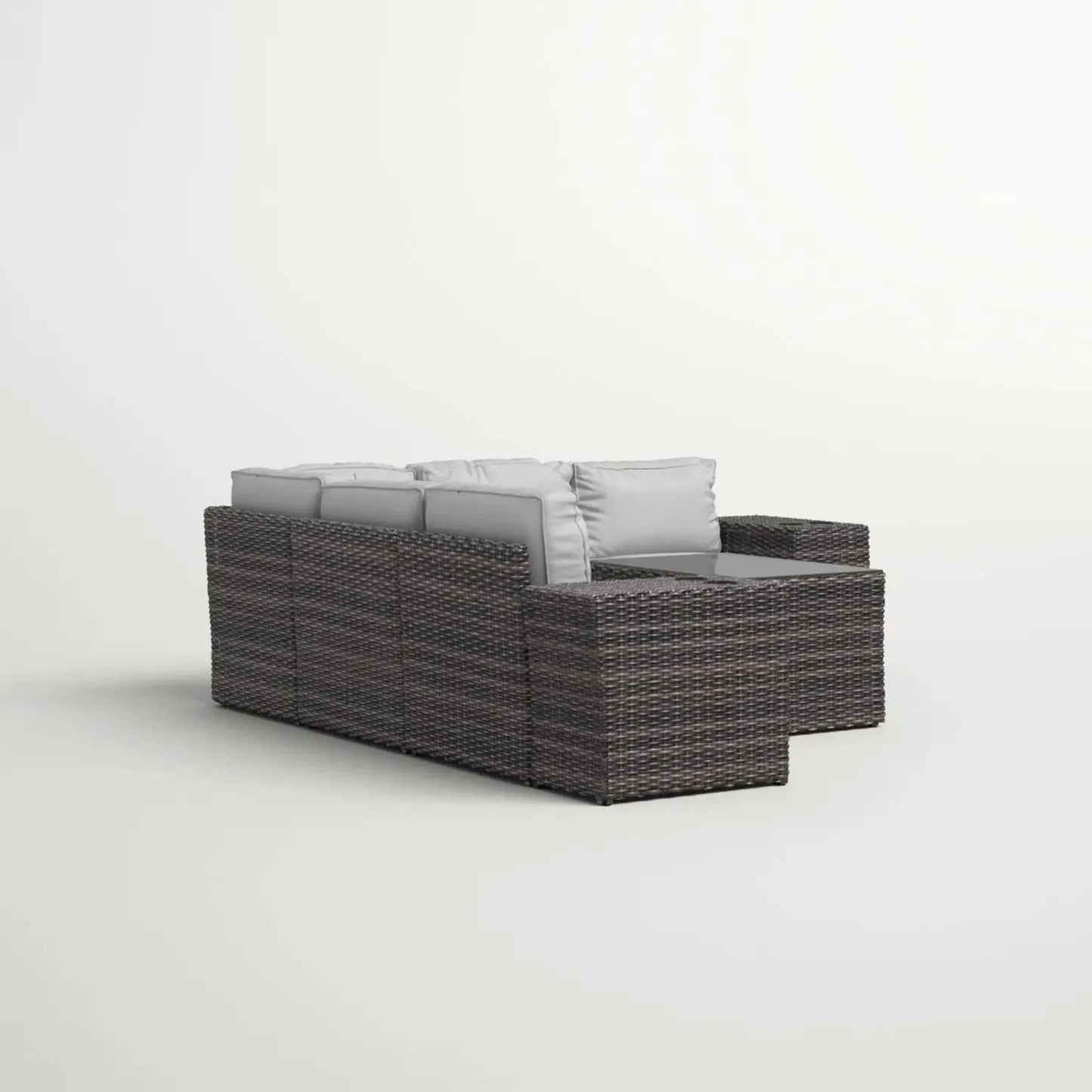 2-piece outdoor set: dark brown rattan sectional with gray cushions by Unique Piece Furniture on Tampa Home & Garden Store