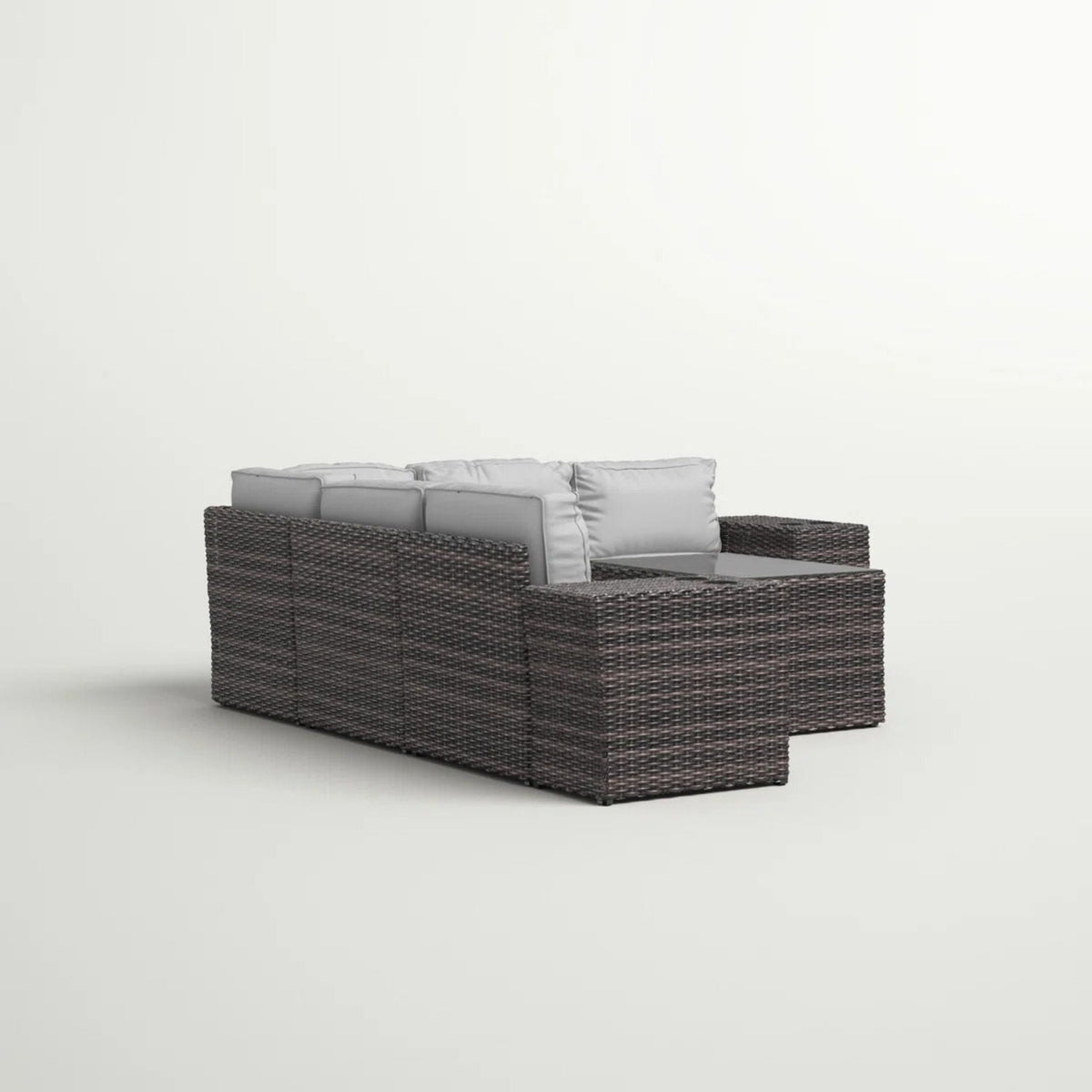 Modern patio rattan sectional set with gray cushions, dark brown wicker by HouseOfZazla on Tampa Home & Garden Store