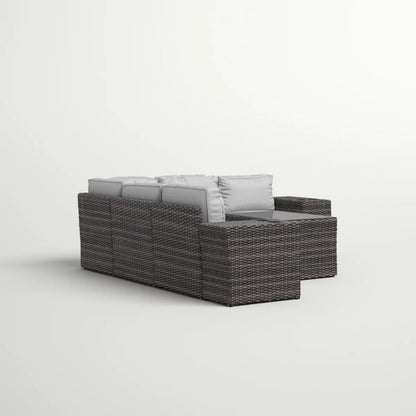 Modern patio rattan sectional set with gray cushions, dark brown wicker by HouseOfZazla on Tampa Home & Garden Store