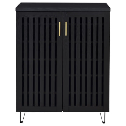 Clackamas 2-Door Storage Cabinet black with gold handles, adjustable shelves HouseOfZazla on Tampa Home & Garden Store