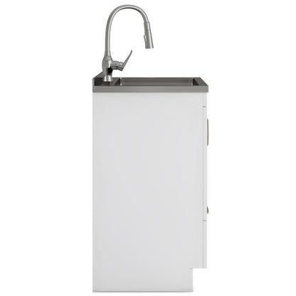 Deluxe Laundry Cabinet With Sink And Faucet Unit, white base cabinet with stainless steel sink and chrome faucet by HouseOfZazla on Tampa Home & Garden Store
