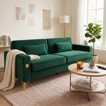 a Luxury Emerald Plush Sofa For Bedroom And Home