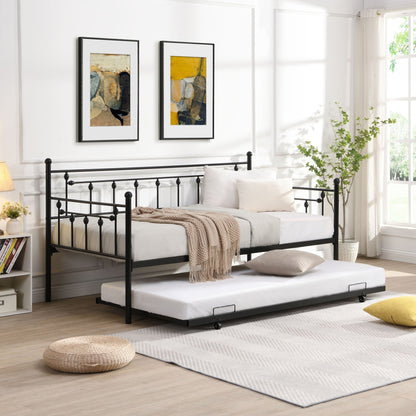 Black Twin Daybed and Steel Trundle Frame