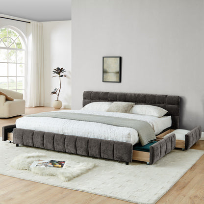 Modern Platform Bed Frame with Thick Fabric