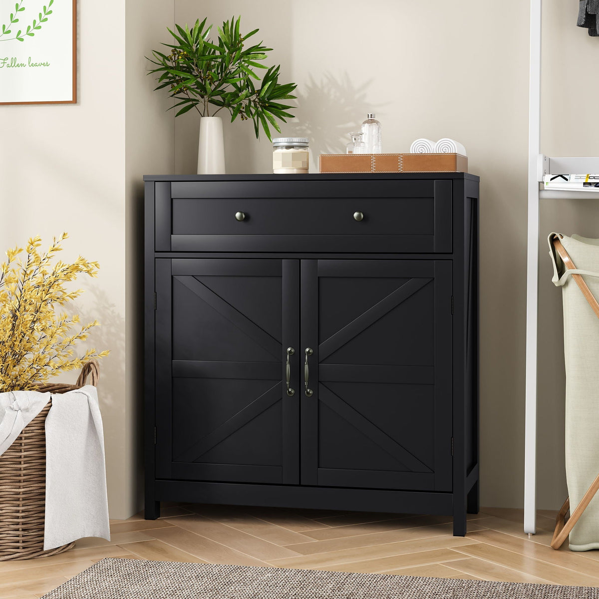 Black farmhouse storage cabinet with drawer and adjustable shelf by HouseOfZazla on Tampa Home & Garden Store