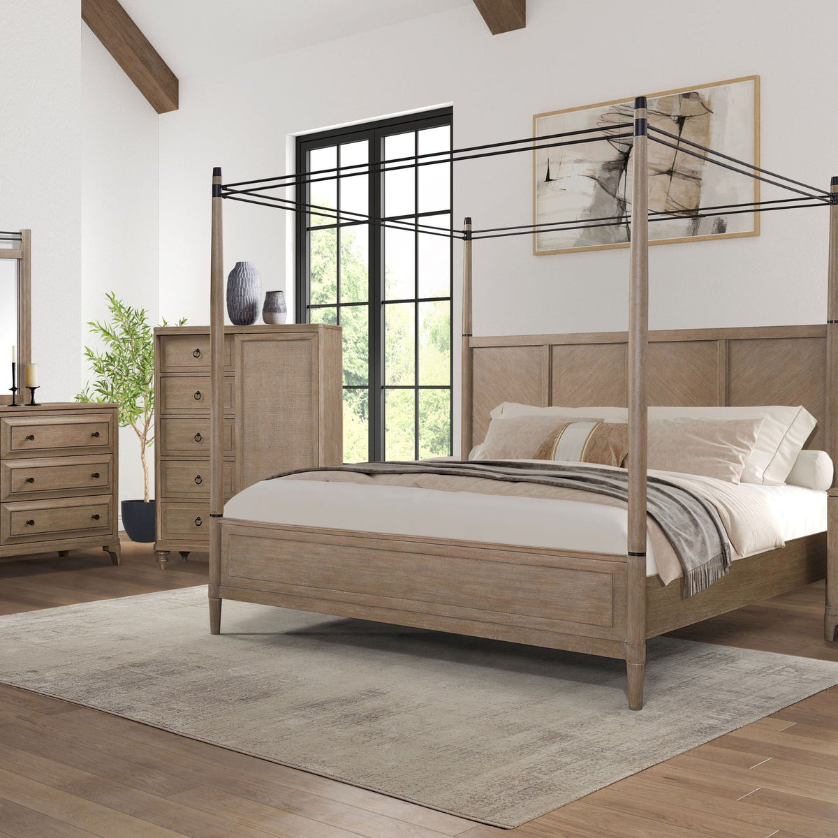 Transitional Canopy Bed And Warm Sand Finish