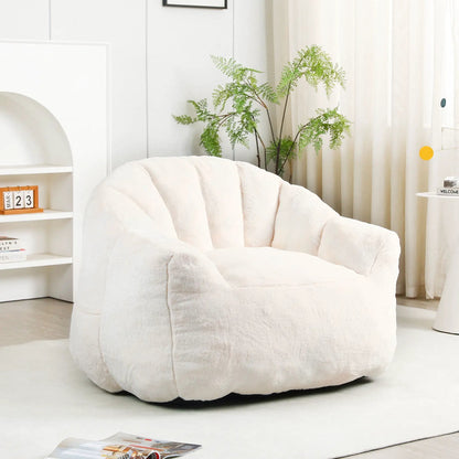 Beanbag sofa chair with armrests, high-density foam fill in cream by Unique Piece Furniture on Tampa Home & Garden Store