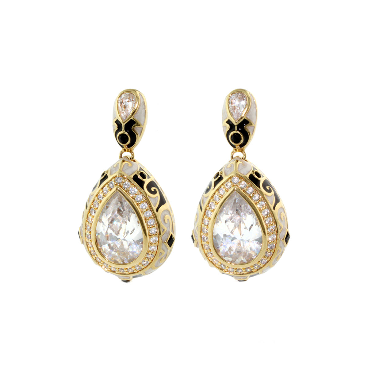 Pair of Elegant Drops Earrings by Lauren G Adams gold-tone teardrop with crystal surround on Tampa Home & Garden Store