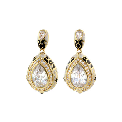 Pair of Elegant Drops Earrings by Lauren G Adams gold-tone teardrop with crystal surround on Tampa Home & Garden Store