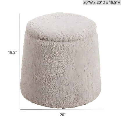 Elegant round storage ottoman beige boucle by HouseOfZazla with built-in storage 20in wide on Tampa Home & Garden Store