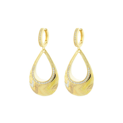 Art Deco Earring pair, gold-tone chandelier with pave diamonds along teardrop rims Lauren G Adams on Tampa Home & Garden Store