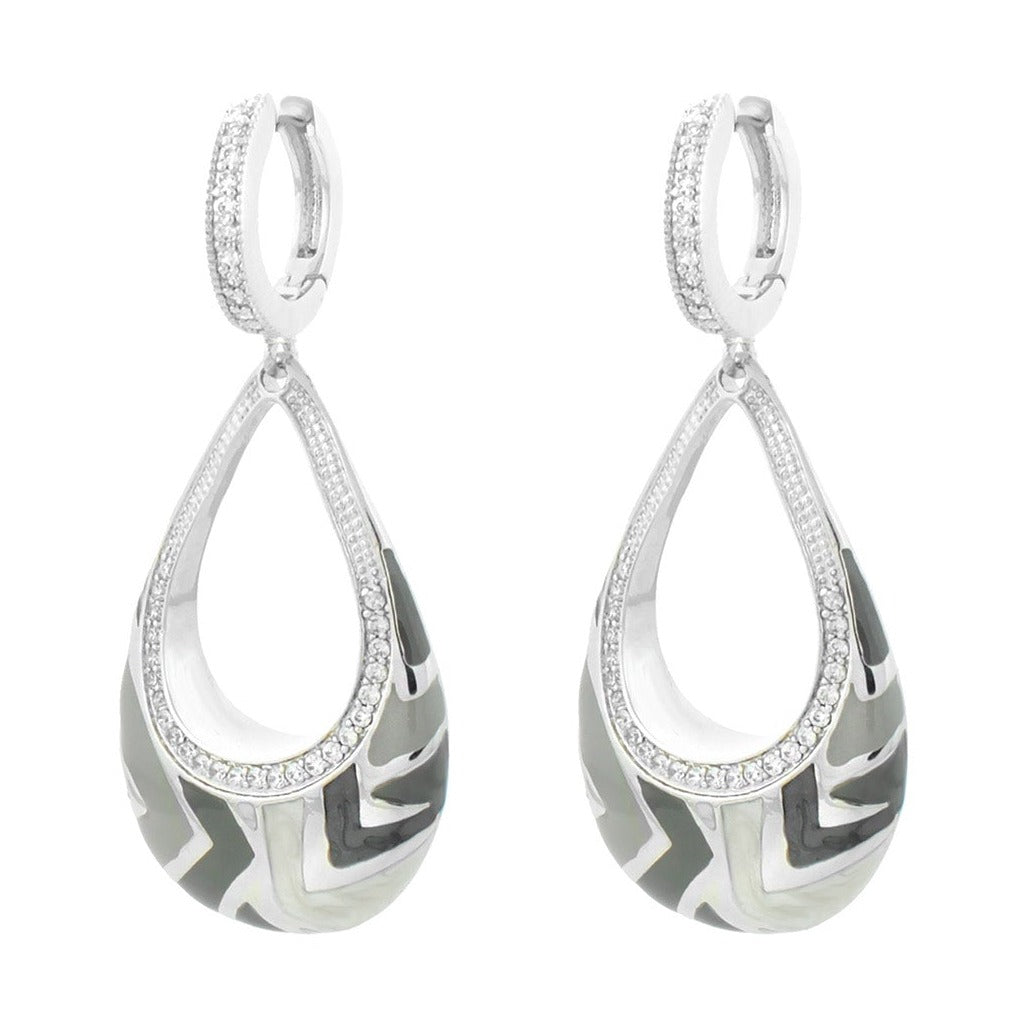Art Deco Earring pair by Lauren G Adams, silver chandelier with crystal hoops and teardrop on Tampa Home & Garden Store