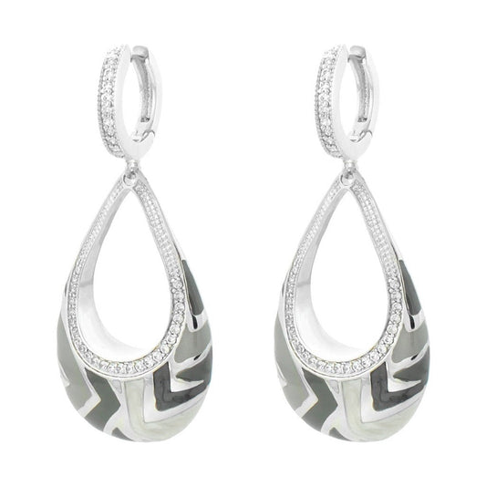 Art Deco Earring pair by Lauren G Adams, silver chandelier with crystal hoops and teardrop on Tampa Home & Garden Store