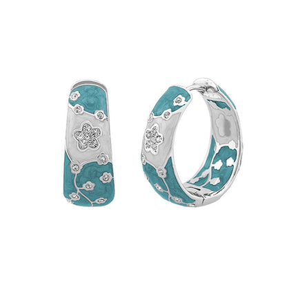 Flowering Vines Enamel Hoop Earrings by Lauren G Adams, turquoise silver floral vine pair on Tampa Home & Garden Store