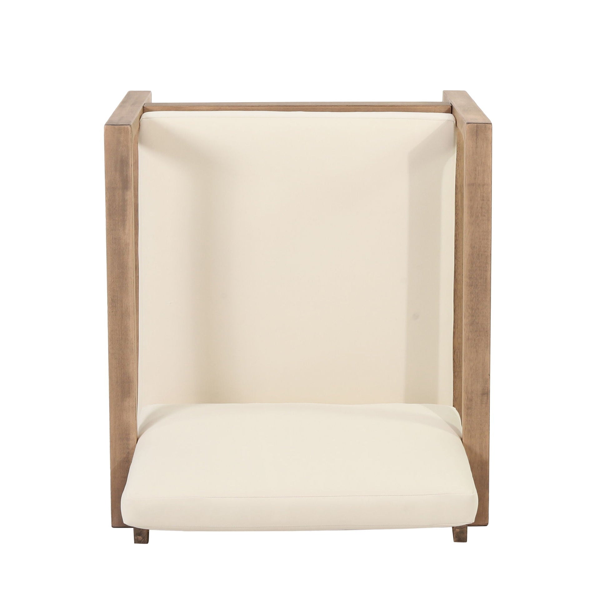 Outdoor Acacia Wood Patio Club Chair with cream cushions by HouseOfZazla on Tampa Home & Garden Store